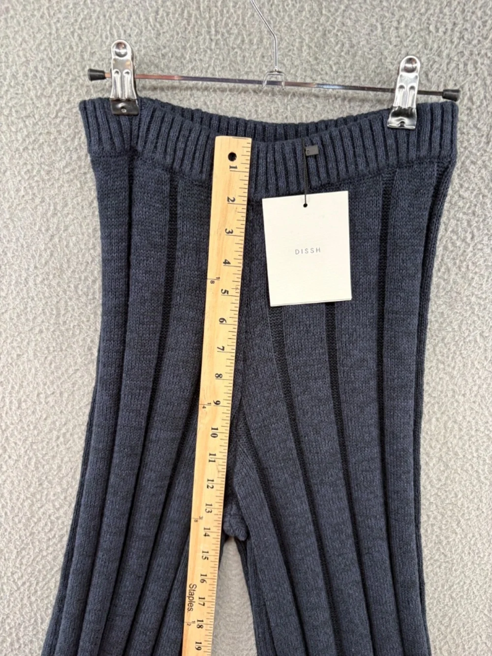 NWT DISSH Jazz Indigo Ribbed Knit Wide Leg Pants Cotton Linen XS